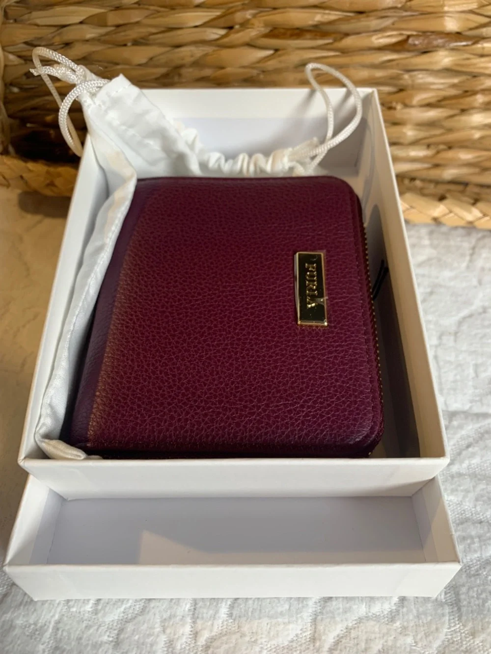 Furla-plum colored leather mini wallet NWT - Picture 9 of 11